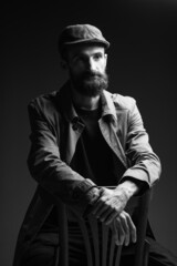 dramatic male portrait black and white