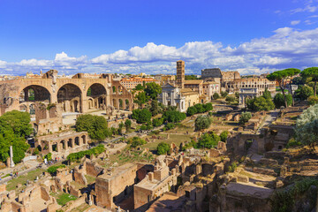  Roman ruins in Rome, Forum - a huge panorama with all sights