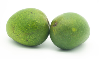 Green raw mango isolated on white background
