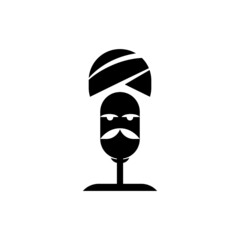 Fototapeta na wymiar Indian Guru and Arabic podcast icon microphone logo design. Microphone and guru icon logo Vector