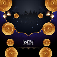 Fototapeta premium Stylish Ramadan Kareem Islamic Holy festival greeting background design