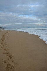 footprints on the beach - exploring Haitang Bay on Hainan island near Sanya