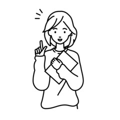 立って書類を手に持って何かひらめいたリモートワークの女性