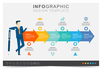 Business timeline and target, modern infographic template, presentation business infographic template, icon set