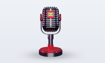 3d microphone Grenada flag rendering front view