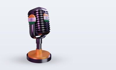 3d microphone India flag rendering left view