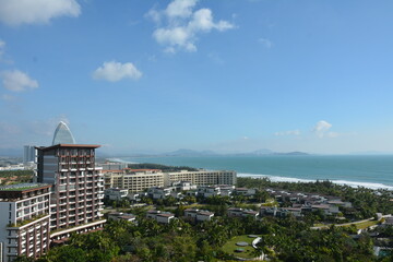 Panorama view of Haitang Bay on Hainan Island near the city of Sanya