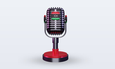 3d microphone Libya flag rendering front view