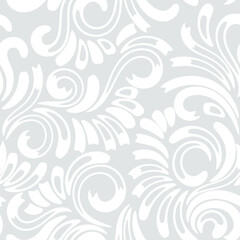 Vector seamless floral pattern. Brush curve elements background