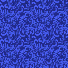 Vector seamless floral pattern. Brush curve elements background