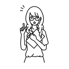 立って書類を手に持って何かひらめいた教師の女性