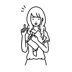 立って書類を手に持って何かひらめいたオフィスカジュアルの女性