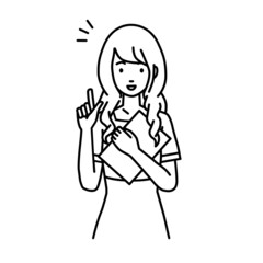 立って書類を手に持って何かひらめいたエステ店員の女性