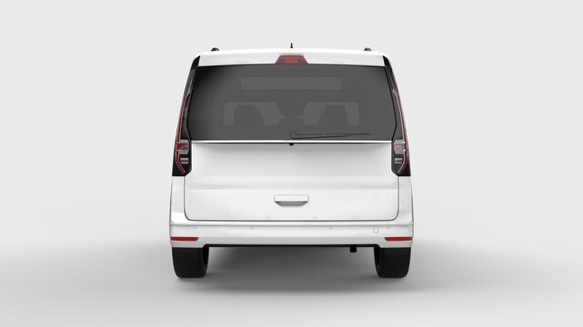 Mockup van car similar  to volkswagen caddy 2022 isolated on white background