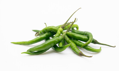 green chili pepper isolated on white background