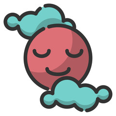 Vector sun filled line icon, light and hot 64x64 Pixel, white background