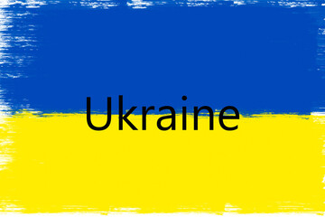 Bandera de Ucrania pintada a mano. Copy space