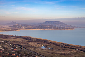 Beautiful sunset light over lake Balaton of Hungary