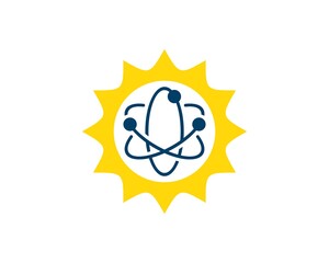 Shinning sun with atom symbol inside