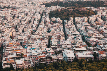 aerial view over Athens from Lycabettus hill