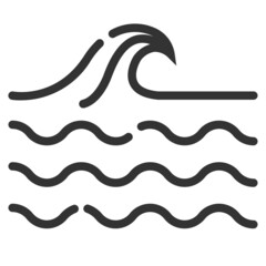 Vector sea wave outline icon, wave and power 64x64 Pixel, white background