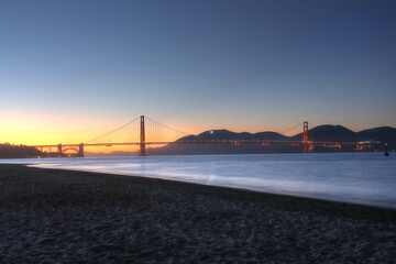 Golden Gate Bridge in the sunset.