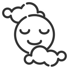 Vector sun outline icon, light and hot 64x64 Pixel, white background