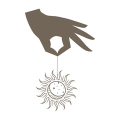 sun and moon, hand