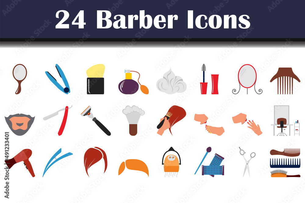 Wall mural Barber Icon Set