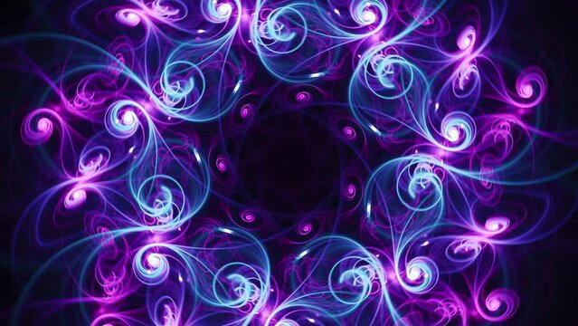 Abstract kaleidoscope fractal background - spiritual peace - seamless looping cosmic, portal spiritual journey and and mystical patterns.