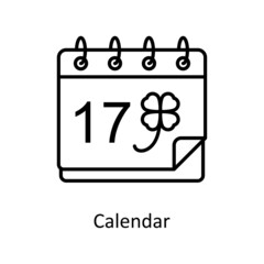 Calendar Vector Outline Icon Design illustration. St Patrick's Day Symbol on White background EPS 10 File