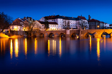 Fototapeta na wymiar The oldest stone bridge in central Europe, Pisek city, Czechia