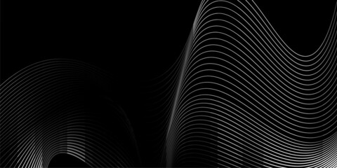 Abstract black background with silver lines