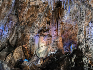 Cave in French Pyrenees full of stalagmites and stalactites beautiful scenery in geologic site