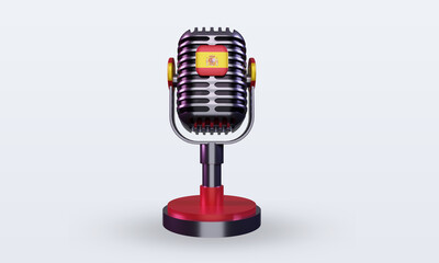 3d microphone Spain flag rendering front view