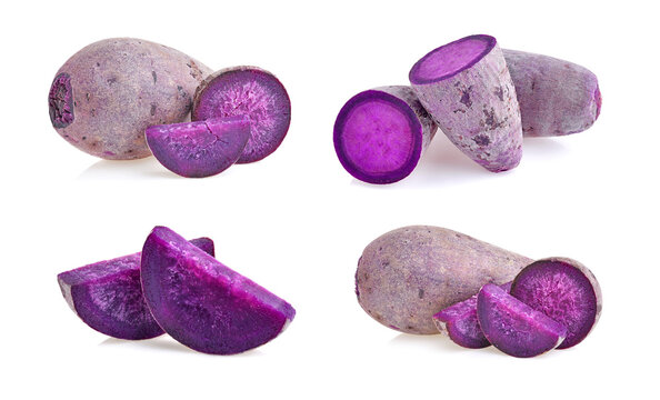 purple yams on isolated white background
