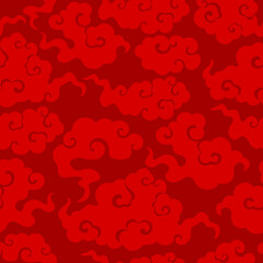 Obraz premium Asian background. Traditional stylized clouds. Seamless pattern. Perfect for printing on paper or textile. Lunar New Year decor. Wallpaper print. Vector illustration