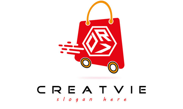 DRV three letter monogram type eCommerce creative initials letter logo design vector template.