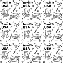 Travel to USA doodle seamless pattern vector design