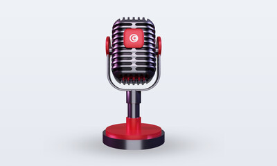 3d microphone Tunisia flag rendering front view