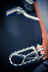 Detail of an off road motorcycle foot rest