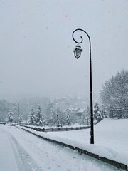 snow covered road in winter