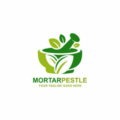 Mortar and pestle pharmacy logo vector