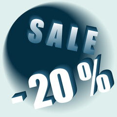 sale 20 percent bright blue banner empty background sign