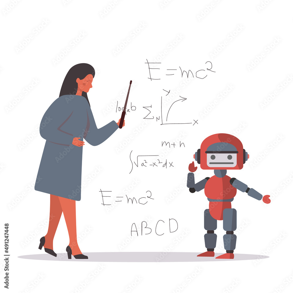 Poster roboticist concept. machine learning, robotic engineering and constructing