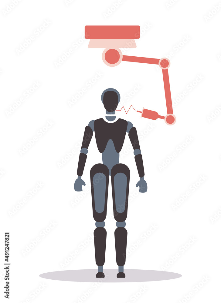 Poster roboticist concept. robotic engineering and constructing. idea of artificial