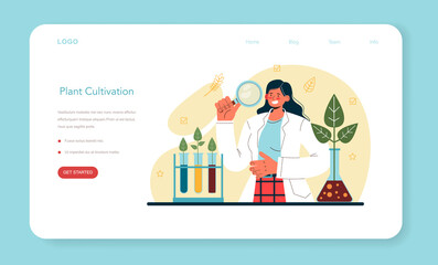 Argonomist web banner or landing page set. Scientist making research