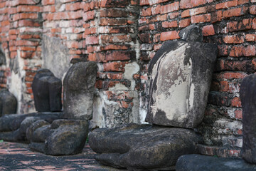 Wat Mahathat is an ancient site in Ayutthaya, Thailand that tourists like to visit and photograph,...