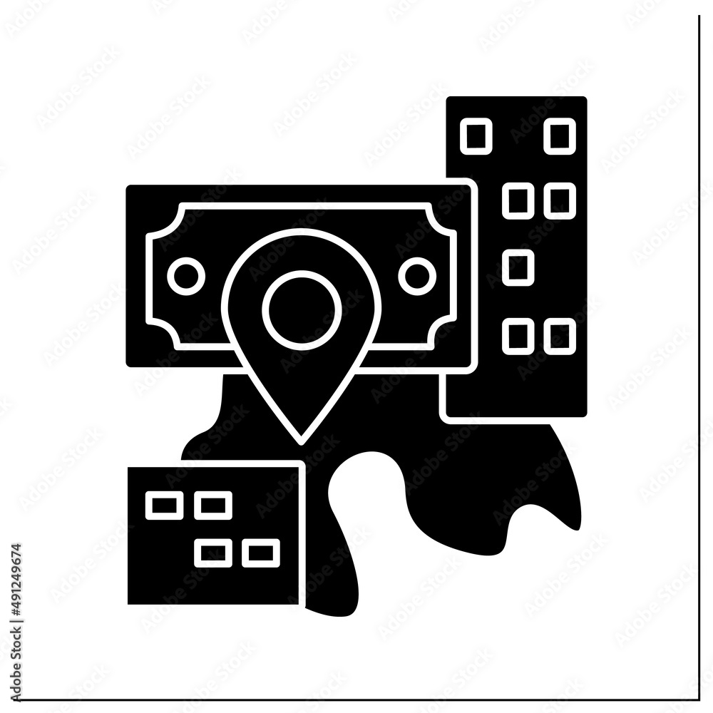 Poster reverse globalization glyph icon. process of diminishing interdependence and integration. change in 