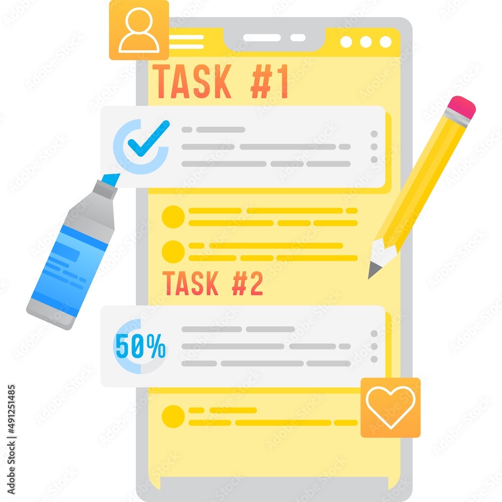 Poster online task manager mobile application vector icon